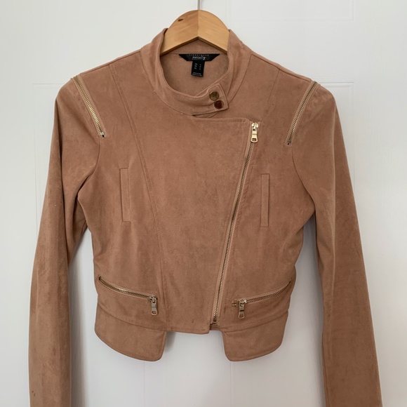 Suede cropped biker jacket - Picture 3 of 5